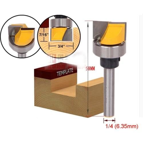 1pcs 1/4*3/4*11 with bearing cleaning bottom wood working endmill router bits