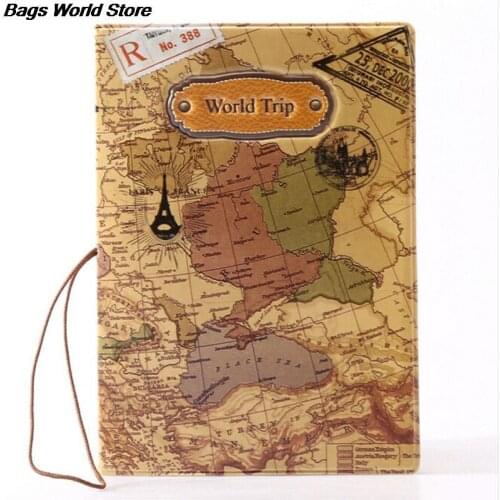1pc World Map Camouflage Passport Cover ID Credit Card Bag PU Leather Passport Holder Bag Travel Accessories