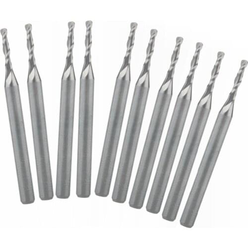 10pcs 3.175X1.5X8mm 2 Flute Carbide Ball Nose End Mills Router Bit
