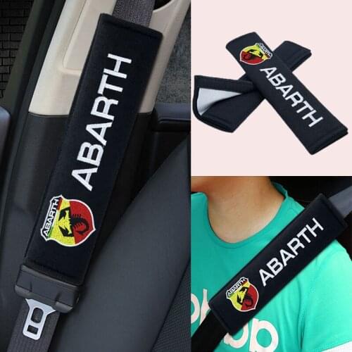2pcs Car Cotton Seat Belt Cover Protector Gordel Car Accessories Interior Goods For Abarth 500 595 Competizione Carbono Punto