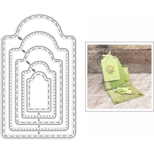 2021 New Nesting Stitched Dotted Tags Metal Cutting Dies for Scrapbooking Decor and Card Making Paper Craft Embossing No Stamps