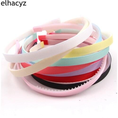 22pcs/lot High Quality 1CM Width Boutique Solid Ribbon Covered Plastic Headband with Teeth Girls Kids Hairband Hair Accessories