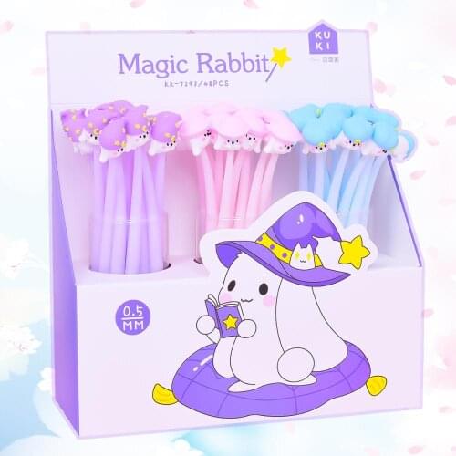 24 pcs/lot Creative Magic Rabbit Gel Pen Cute Bendable 0.5mm black Ink Signature Pens Promotional Gift Office School Supplies