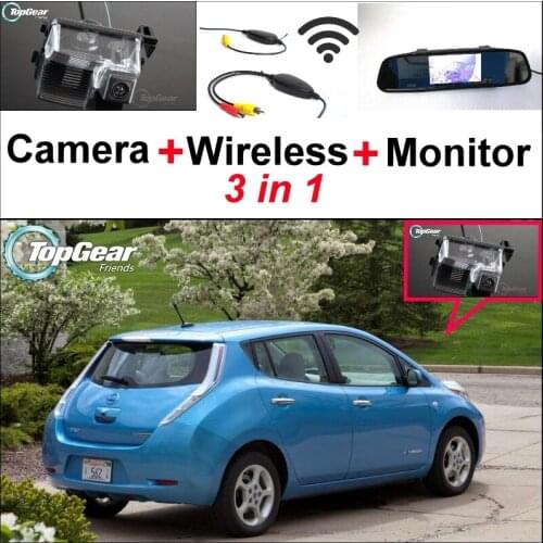 3 in1 Special Rear View Camera + Wireless Receiver + Mirror Monitor Easy DIY Back Up Parking System For Nissan Leaf
