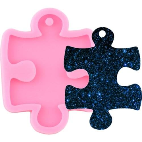 3D Puzzle Shaped Keychain Silicone Mold DIY Craft Jewelry Pendant Epoxy Resin Molds Fondant Candy Chocolate Cupcake Topper Mould