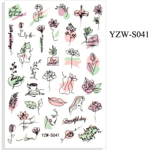 3D Nail Sticker Sketch Face Flower Slider Nails Art Decoration Wraps Decals Design Adhesive Manicure Tips Stickers Pegatina