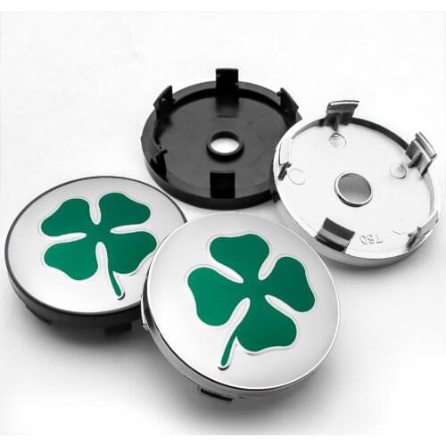 4PCS 60MM Four Leaf Leaves Car Wheel Center Hub Caps 56MM Emblem Sticker Decal For Alfa Romeo Ford Car Decoration Accessories
