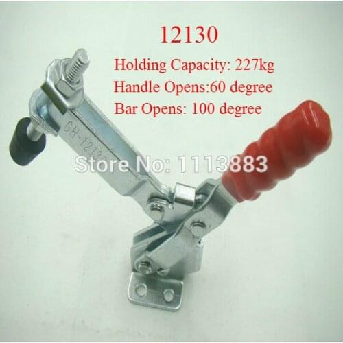 5PCS 227KG 500LBS U Shape Bar Flanged Base Straight Handle Vertical Type Toggle Clamp 12130
