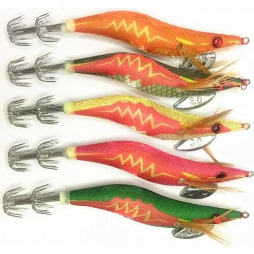 5Pcs Shrimp Fishing Lure Random Color Squid Jig 14cm 17g Fishing Wobbler Artificial Lure Jigging Lure with Sound Octopus Bait