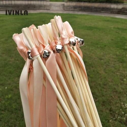 50pcs/lot coral and champage wedding Wands with Bells for wedding party