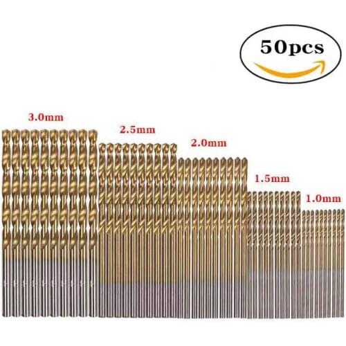 50Pcs Many Kinds Of High Speed Steel Titanium Coated Twist Drill Bit Straight Shank Bit Hand Drill