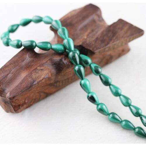 8*12mm AA Top Malachite Water-Drop Beads Strand-15.5"