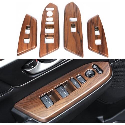 ABS 4pcs/set Car Interior Peach Wood Grain Window Switch Panel Cover For Honda CRV CR-V 2017 2018 Car Styling Accessories