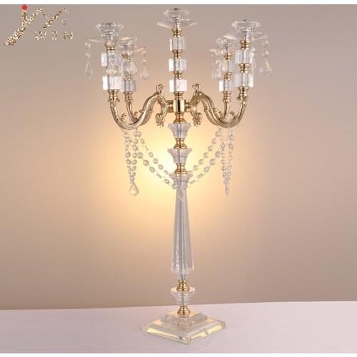 Acrylic Candle Holders Candelabras With Crystal Pendants 77 CM/30" Height Marriage Candlestick Wedding Centerpieces Home Decor
