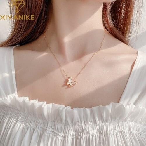 XIYANIKE 925 Sterling Silver White Zircon Butterfly Pendant Necklace Female Light Luxury High Quality Romantic Jewelry Wholesal