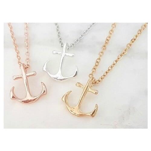 30 Small Anchor pendant chain Necklace Fashion Beach navigation Sea Boat Charm Men and Women Cute lucky gift Necklace Jewelry