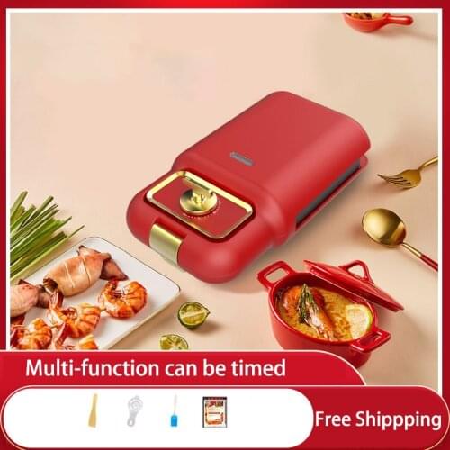 Electric Sandwich Maker Timed Multifunction Breakfast Machine for Household Waffle Maker Heating Pressure Toaster Baking MB12