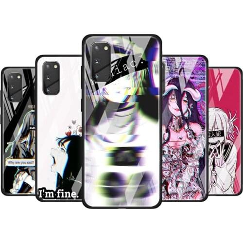 Sad Anime Aesthetic Senpai for Samsung Galaxy S20 FE Ultra Note 20 S10 Lite S9 S8 Plus Luxury Tempered Glass Phone Case Cover