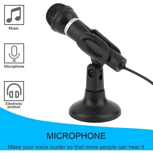 Computer Notebook Desktop Microphone KTV-307 Wire Karaoke Handheld Microphone 3.5mm Mic With Base For Singing Recording