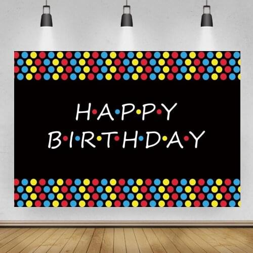 Red Yellow Blue Dots Happy Birthday Banner Photo Background Newborn Baby Kids Family Party Backdrop Photography Poster