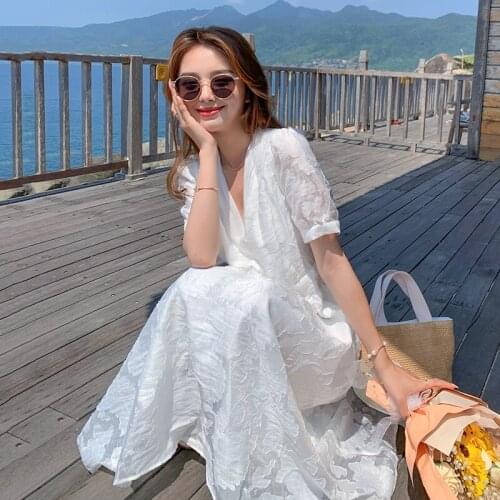 KUANGNAN White Summer Dresses