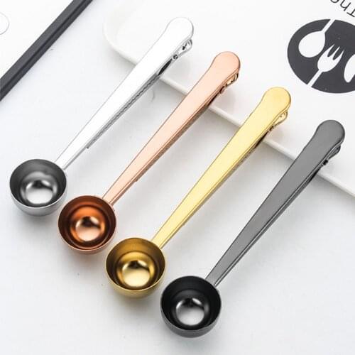 Stainless steel coffee spoon clip multifunctional bag sealing clip PVD gold-plated rose gold black