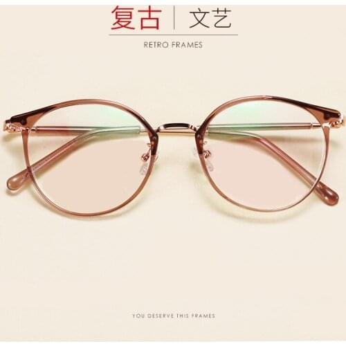 Same Round Tr Retro Male Flat Lens Ultra Light Art Female Student Myopia Glasses Frame