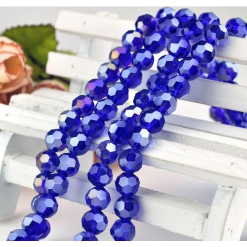 Wholesale 3A Quality Royal Blue AB Crystal Faceted Beads 8mm Glass Loose Spacer Beads Fashion Jewelry Accessories 715pcs/lot