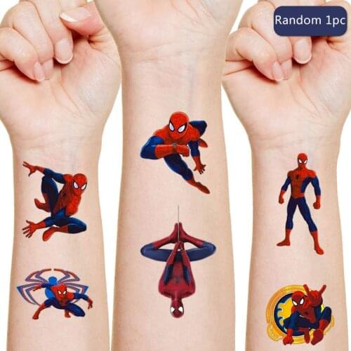 Spiderman Original Tattoo Stickers Random 1PCS Action Figure Super Heroes Cartoon Boys Girls Christmas Birthday Gifts