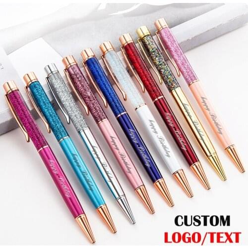 Custom LOGO Creative Gold Foil Oil Pen Crystal Wafer Pen High-grade Metal Signature Pen Lettering Engraved Name Stationery