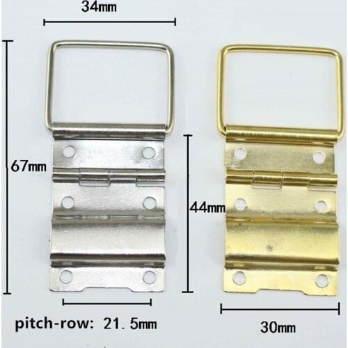 Iron Cabinet Door Luggage Hinge Hook,6 Holes Decor,European Retro Furniture Decoration Hinges,Silver Yellow Color,34*67mm,20Pcs