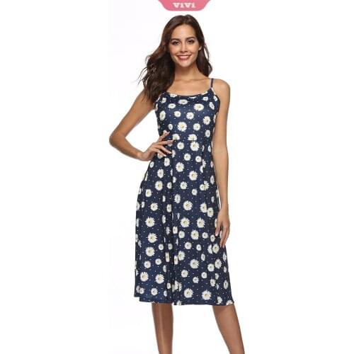 Summer Sexy Casual Womens Long Skirt High Waist V-neck Halter Sleeveless Holiday Beach Dress Suspenders Printed Robe