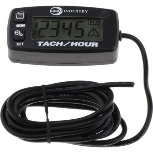 Backlight Digital Tach Hour Meter LCD Tachometer for 2 or 4 Stroke Gas Engine