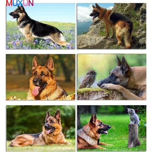 Full 5D Diy Diamond Painting German Shepherd Dog Resin Dog Diamond Embroidery Home Decor Cross Stitch Diamond Mosaic Decor Lx877