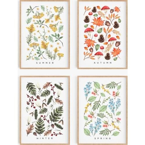 Print Wall Painting SEASON Set of 4 for the price of Summer Autumn Winter Spring Educational Poster Seasons Chart Nursery Art