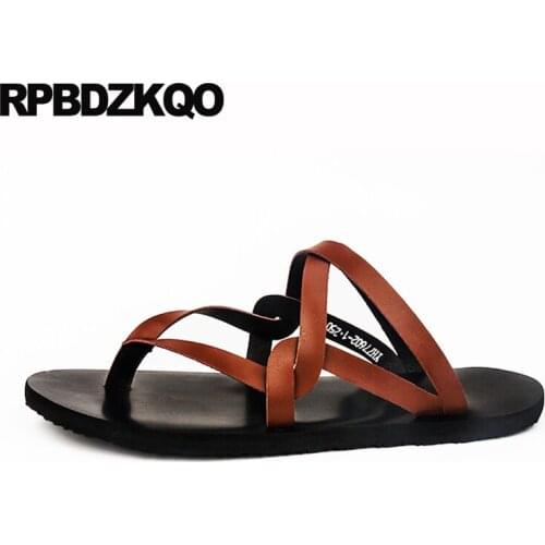Brown Flip Flop Flat Size 45 Men Gladiator Sandals Summer Black Shoes Roman White Blue Large Slippers Fashion Slides Slip On