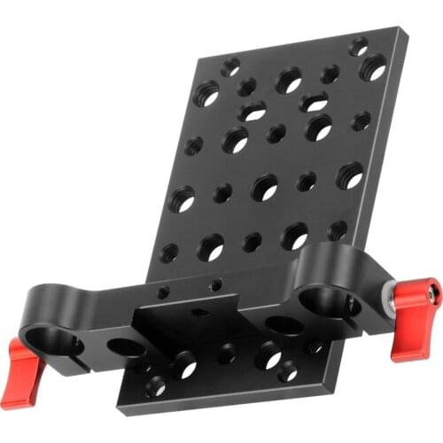 DSLR Camera Cheese Plate with Dual 15mm/19mm Rod Clamp With 1/4 3/8 Thread Holes
