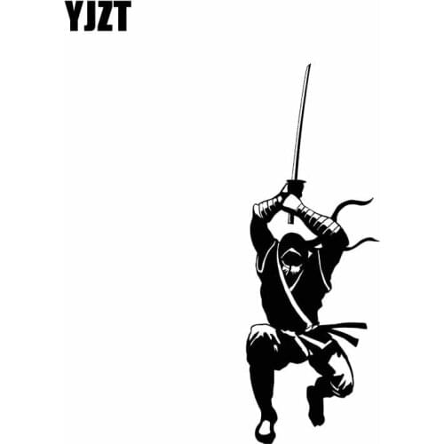 YJZT 5.7*16CM Car Sticker Cool Ninja Japanese Samurai Warrior Decal Soldier Black/Silver Covering The Body Vinyl C21-0082