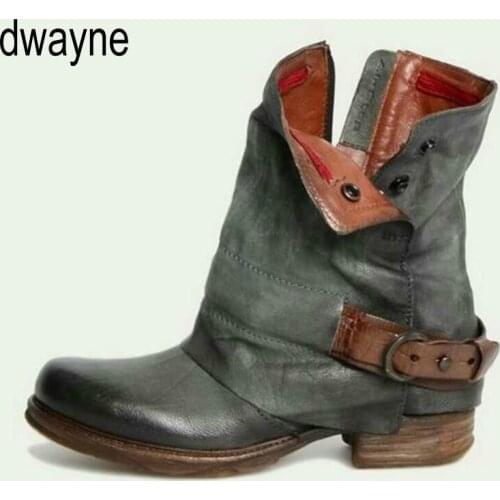 2019 Bottes Femme Women Genuine Leather Buckle Ankle Boots Kitten Heel Oxford Fashion Boots Zipper Casual Retro Motorcycle Boots