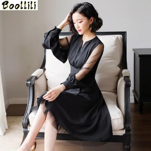 Spring Summer Dress 2020 Vintage Sexy Party Black Dress for Women Midi Mesh Dress Elegant Clothes Ladies Dresses Vestidos