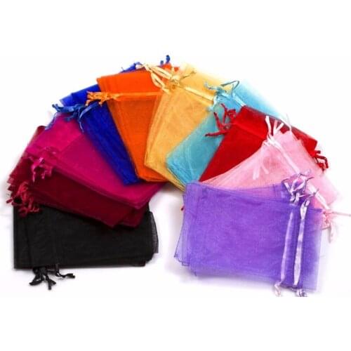 100pc 5x7 Inches Organza favor bags Mixed Colors Jewelry Pouch Bags Display