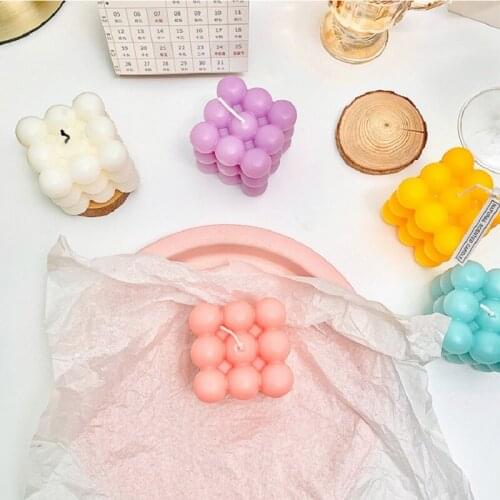 2Inch Bubble Cube Candle Cute Soy Wax Aromatherapy Small Candles scented relaxing Birthday Gift 1PC