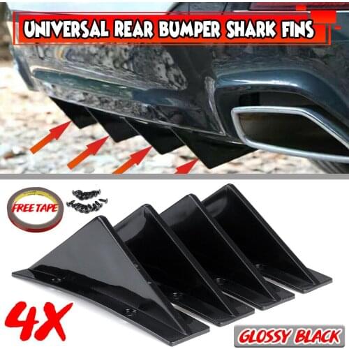 4pcs Universal Spoilers Car SUV Back Rear Bumper Diffuser Shark Fin Kit Styling Spoiler Lip Wing Splitter Universal Accessories