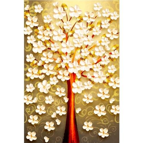 Golden Tree Flower Diamond Painting Round Full Drill Nouveaute DIY Mosaic Embroidery 5D Cross Stitch Oil Plant Floral Pattern