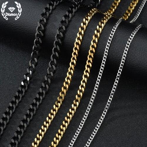 Diamon Stainless Steel Cuban Thick Chain Necklace for Men Women Hip Hop Big Chunky Link Choker Fashion Male Jewelry Gift