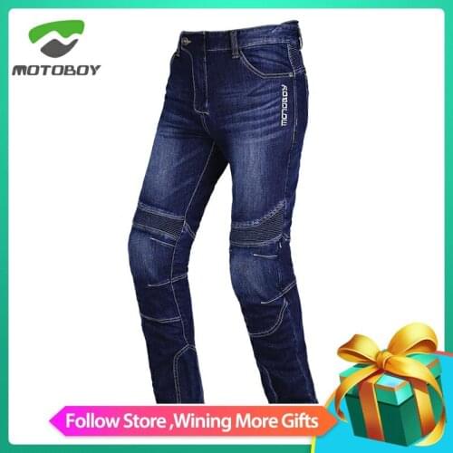 MOTOBOY Polyester Cotton Bike Motocross Street Road Protector Motorcycle Gear Riding Trousers Racing Pants Cows Jeans Breathable