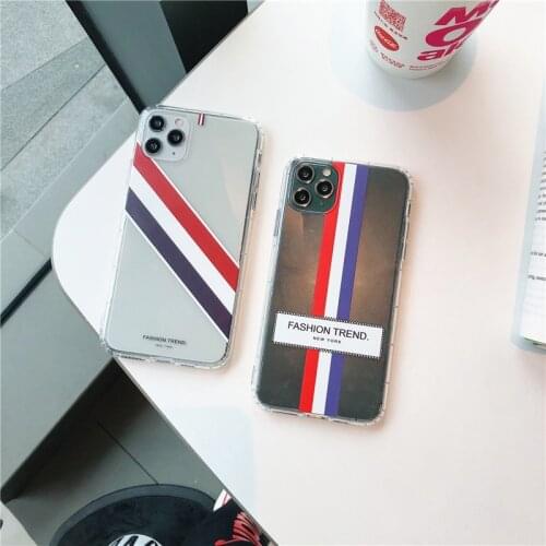 Hot street luxury Twill off stripes clear silicone soft phone case for iphone 11 X XS Pro SE 20 MAX 12 mini white fashion cover