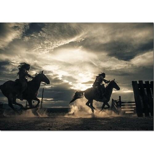 DIY 3D Diamond Embroidery sale black and white tribal 5d diy Diamond Painting full square round drill Mosaic man riding horses