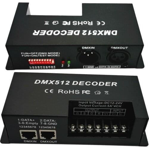 DMX 512 4 Channel decoder stage LED lighting controller PWM dimmer driver 30A input DC12V-24V RGB led bar dmx decoder
