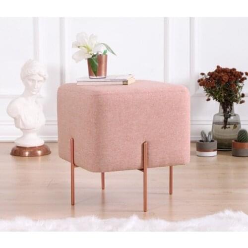 Lorence Home Copper Pouf Square Powder Cotton-Linen Mix Fabric, metal Leg 40x40x42 cm Free Fast Shipping From Turkey